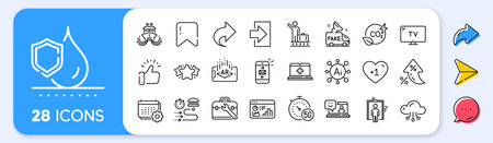 Ship, Mail and Luggage belt line icons. Interest rate, AI generate, Inflation icons. Pack of Smile,...