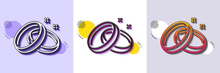 Wedding rings line icon. Halftone dotted pattern. Gradient icon with grain shadow. Romantic love...