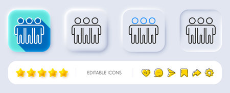Friendship line icon. Neumorphic, Flat shadow, 3d buttons. Friends group sign. Assistance business...