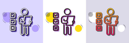 Voting ballot paper line icon. Halftone dotted pattern. Gradient icon with grain shadow. Vote checklist sign. Public election symbol. Line voting ballot icon. Various designs. Vectorのイラスト素材