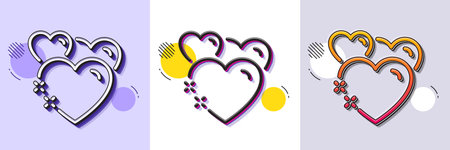 Heart line icon. Halftone dotted pattern. Gradient icon with grain shadow. Love emotion sign. Valentine day symbol. Line heart icon. Various designs. Vectorのイラスト素材