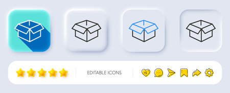 Opened box line icon. Neumorphic, Flat shadow, 3d buttons. Logistics delivery sign. Parcels tracking symbol. Line opened box icon. Social media icons. Vectorのイラスト素材