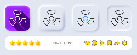Chemical hazard line icon. Neumorphic, Flat shadow, 3d buttons. Laboratory toxic sign. Chemistry warning symbol. Line chemical hazard icon. Social media icons. Vectorのイラスト素材