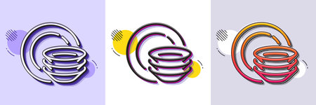 Dishes line icon. Halftone dotted pattern. Gradient icon with grain shadow. Tableware plates sign. Food kitchenware symbol. Line dishes icon. Various designs. Vectorのイラスト素材