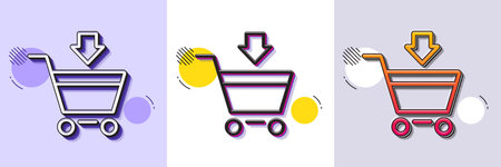 Add to Shopping cart line icon. Halftone dotted pattern. Gradient icon with grain shadow. Online buying sign. Supermarket basket symbol. Line online market icon. Various designs. Vectorのイラスト素材
