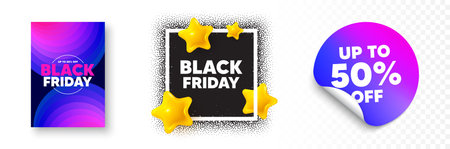 Black friday photo frame 3d stars. Discount sticker banner. Black Friday Sale. Special offer price sign. Advertising Discounts symbol. Black friday poster. Promo background. Vectorのイラスト素材