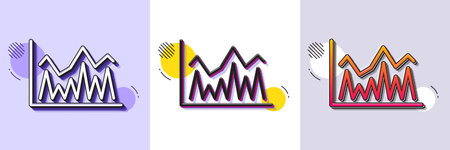 Line chart icon. Halftone dotted pattern. Gradient icon with grain shadow. Financial growth graph sign. Stock exchange symbol. Line investment icon. Various designs. Vectorのイラスト素材