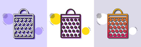 Shopping bag with circles line icon. Halftone dotted pattern. Gradient icon with grain shadow. Present or Sale sign. Birthday Shopping symbol. Package in Gift Wrap. Line shopping bag icon. Vectorのイラスト素材