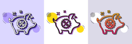 Piggy sale line icon. Halftone dotted pattern. Gradient icon with grain shadow. Shopping discount sign. Clearance symbol. Line piggy sale icon. Various designs. Vectorのイラスト素材