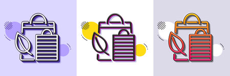 Bio shopping bags line icon. Halftone dotted pattern. Gradient icon with grain shadow. Leaf sign. Natural products symbol. Line bio shopping icon. Various designs. Vectorのイラスト素材