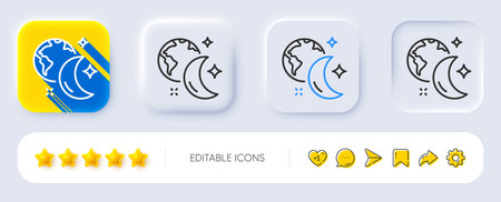 Sleep line icon. Neumorphic, Flat shadow, 3d buttons. Night internet sign. Planet with moon symbol. Line sleep icon. Social media icons. Vectorのイラスト素材
