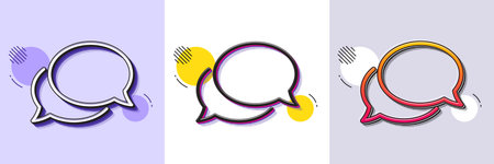 Messenger line icon. Halftone dotted pattern. Gradient icon with grain shadow. Speech bubble sign. Chat message symbol. Line messenger icon. Various designs. Vectorのイラスト素材