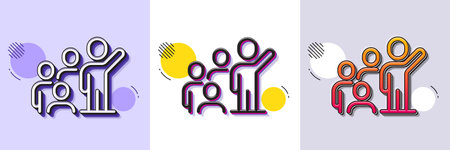 Leadership line icon. Halftone dotted pattern. Gradient icon with grain shadow. Group of people sign. Business skill symbol. Line leadership icon. Various designs. Vectorのイラスト素材