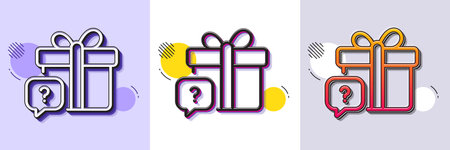 Secret gift line icon. Halftone dotted pattern. Gradient icon with grain shadow. Unknown present box sign. Question mark symbol. Line secret gift icon. Various designs. Vectorのイラスト素材