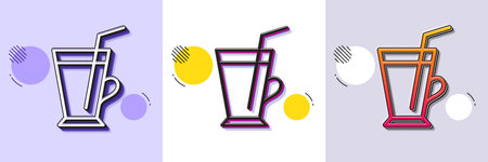 Coffee cup line icon. Halftone dotted pattern. Gradient icon with grain shadow. Hot latte sign. Tea drink mug symbol. Line coffee cup icon. Various designs. Vectorのイラスト素材