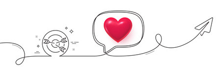 Target line icon. Continuous line with share plane. Marketing targeting strategy symbol. Aim with...