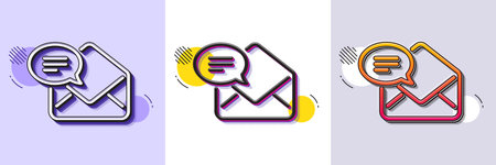 New Mail line icon. Halftone dotted pattern. Gradient icon with grain shadow. Message correspondence sign. E-mail symbol. Line new Mail icon. Various designs. Vectorのイラスト素材