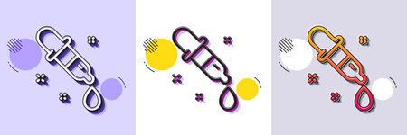 Chemistry pipette line icon. Halftone dotted pattern. Gradient icon with grain shadow. Laboratory sign. Analysis lab symbol. Line chemistry pipette icon. Various designs. Vectorのイラスト素材