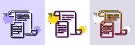 Documents line icon. Halftone dotted pattern. Gradient icon with grain shadow. Doc file page sign. Office note symbol. Line documents icon. Various designs. Vectorのイラスト素材