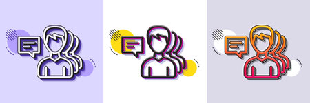 Group of Men line icon. Halftone dotted pattern. Gradient icon with grain shadow. Human communication symbol. Teamwork sign. Line people icon. Various designs. Vectorのイラスト素材