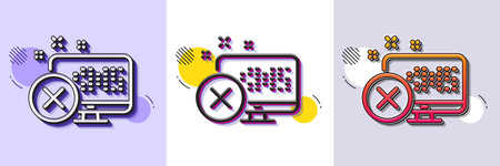 Reject web access line icon. Halftone dotted pattern. Gradient icon with grain shadow. Decline monitor sign. Delete device. Line reject access icon. Various designs. Vectorのイラスト素材
