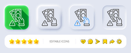 Bribe line icon. Neumorphic, Flat shadow, 3d buttons. Money fraud crime sign. Cash scam symbol. Line bribe icon. Social media icons. Vectorのイラスト素材