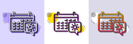 Travel calendar line icon. Halftone dotted pattern. Gradient icon with grain shadow. Trip planning...