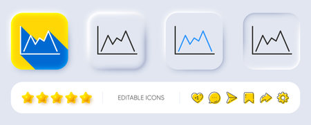 Line chart icon. Neumorphic, Flat shadow, 3d buttons. Financial growth graph sign. Stock exchange symbol. Line diagram icon. Social media icons. Vectorのイラスト素材