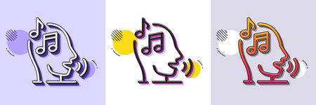 Voicemail line icon. Halftone dotted pattern. Gradient icon with grain shadow. Audio message sign. Singing symbol. Line voicemail icon. Various designs. Vectorのイラスト素材