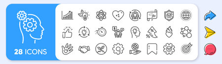 Core values line icons. Interest rate, AI generate, Inflation icons. Integrity, Target purpose and Strategy. Trust handshake, social responsibility, commitment goal icons. Vectorのイラスト素材