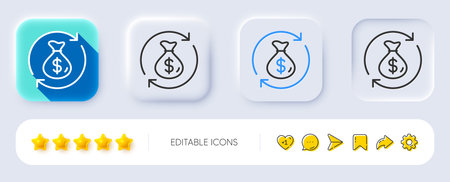 Change money line icon. Neumorphic, Flat shadow, 3d buttons. Currency exchange sign. Transfer payment symbol. Line change money icon. Social media icons. Vectorのイラスト素材