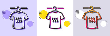 Dry t-shirt line icon. Halftone dotted pattern. Gradient icon with grain shadow. Laundry shirt sign. Clothing cleaner symbol. Line dry t-shirt icon. Various designs. Vectorのイラスト素材