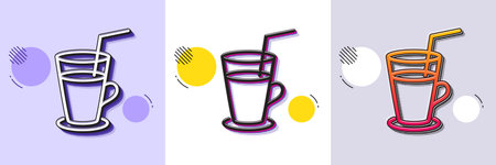 Coffee or Cocktail line icon. Halftone dotted pattern. Gradient icon with grain shadow. Fresh drink sign. Beverage symbol. Line cocktail icon. Various designs. Vectorのイラスト素材