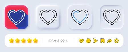 Heart line icon. Neumorphic, Flat shadow, 3d buttons. Love sign. Valentines Day sign symbol. Line heart icon. Social media icons. Vectorのイラスト素材