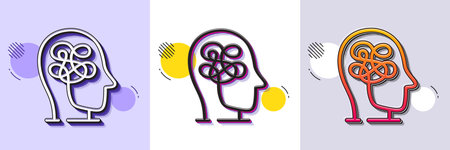 Stress line icon. Halftone dotted pattern. Gradient icon with grain shadow. Confused mind sign. Depression or Mental health symbol. Line stress icon. Various designs. Vectorのイラスト素材