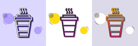 Takeaway Coffee cup line icon. Halftone dotted pattern. Gradient icon with grain shadow. Hot drink sign. Takeout symbol. Line takeaway icon. Various designs. Vectorのイラスト素材