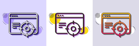 Seo line icon. Halftone dotted pattern. Gradient icon with grain shadow. Web targeting sign. Traffic management symbol. Line seo targeting icon. Various designs. Vectorのイラスト素材