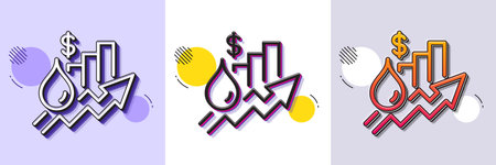 Rise price line icon. Halftone dotted pattern. Gradient icon with grain shadow. Petrol excise duty sign. Tax rate symbol. Line rise price icon. Various designs. Vectorのイラスト素材