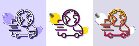 Global business line icon. Halftone dotted pattern. Gradient icon with grain shadow. Delivery service sign. Internet marketing symbol. Line delivery service icon. Various designs. Vectorのイラスト素材