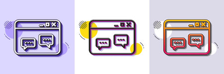 Browser Window line icon. Halftone dotted pattern. Gradient icon with grain shadow. Chat speech bubbles sign. Internet page symbol. Line browser Window icon. Various designs. Vectorのイラスト素材