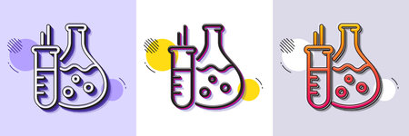 Chemistry flask line icon. Halftone dotted pattern. Gradient icon with grain shadow. Laboratory tube sign. Analysis lab symbol. Line chemistry flask icon. Various designs. Vectorのイラスト素材