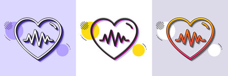 Heartbeat line icon. Halftone dotted pattern. Gradient icon with grain shadow. Heart pulse sign. Medical ekg symbol. Line heartbeat icon. Various designs. Vectorのイラスト素材