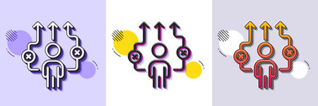 Correct working process line icon. Halftone dotted pattern. Gradient icon with grain shadow. Business way sign. Choose path symbol. Line business way icon. Various designs. Vectorのイラスト素材