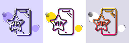 Vip phone line icon. Halftone dotted pattern. Gradient icon with grain shadow. Very important person smartphone sign. Exclusive privilege symbol. Line vip phone icon. Various designs. Vectorのイラスト素材