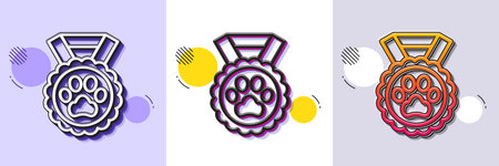 Dog competition line icon. Halftone dotted pattern. Gradient icon with grain shadow. Pets award sign. Champion winner prize symbol. Line dog competition icon. Various designs. Vectorのイラスト素材