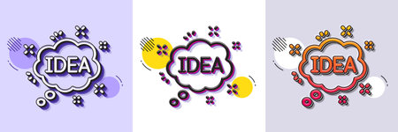 Idea speech bubble line icon. Halftone dotted pattern. Gradient icon with grain shadow. Graphic art sign. Inspiration symbol. Line idea icon. Various designs. Vectorのイラスト素材