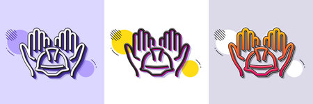 Builders union line icon. Halftone dotted pattern. Gradient icon with grain shadow. Care ocnstruction workers sign. Engineer or architect helmet symbol. Line builders union icon. Vectorのイラスト素材