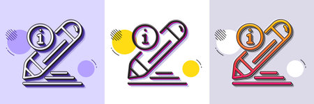 Edit line icon. Halftone dotted pattern. Gradient icon with grain shadow. Information pencil sign. Drawing info symbol. Line edit icon. Various designs. Vectorのイラスト素材