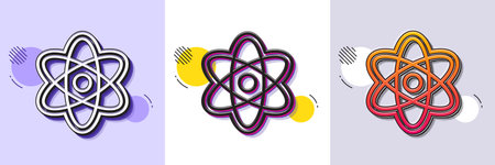 Chemistry atom line icon. Halftone dotted pattern. Gradient icon with grain shadow. Laboratory...