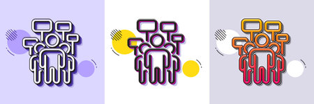 Voting campaign line icon. Halftone dotted pattern. Gradient icon with grain shadow. People rally...